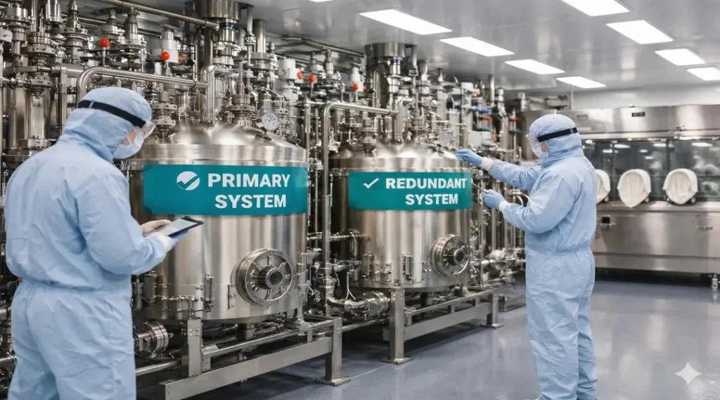 Redundancy systems in sterile pharmaceutical manufacturing