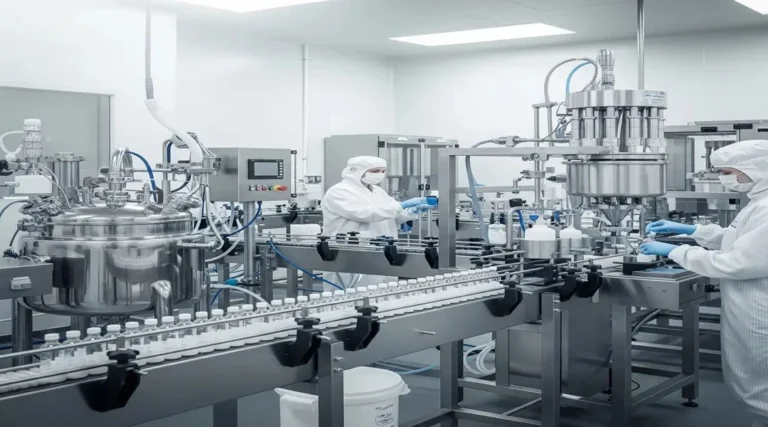 Production process of sterile injectables pharmaceutical manufacturing