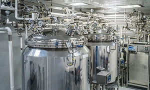 Dual sterile holding vessel skid setup in pharmaceutical plant