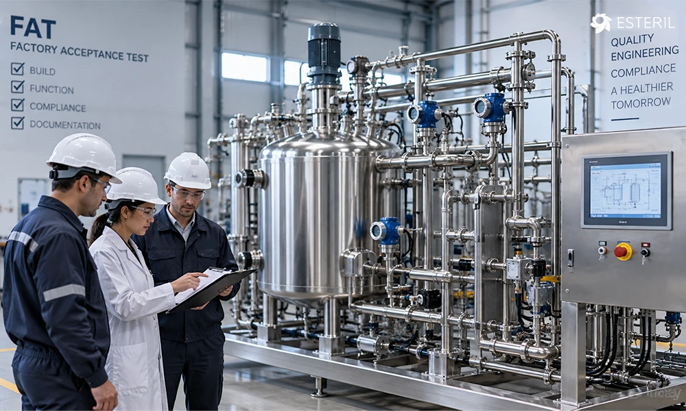 Factory acceptance testing of a pharmaceutical process skid at the Esteril FAT facility